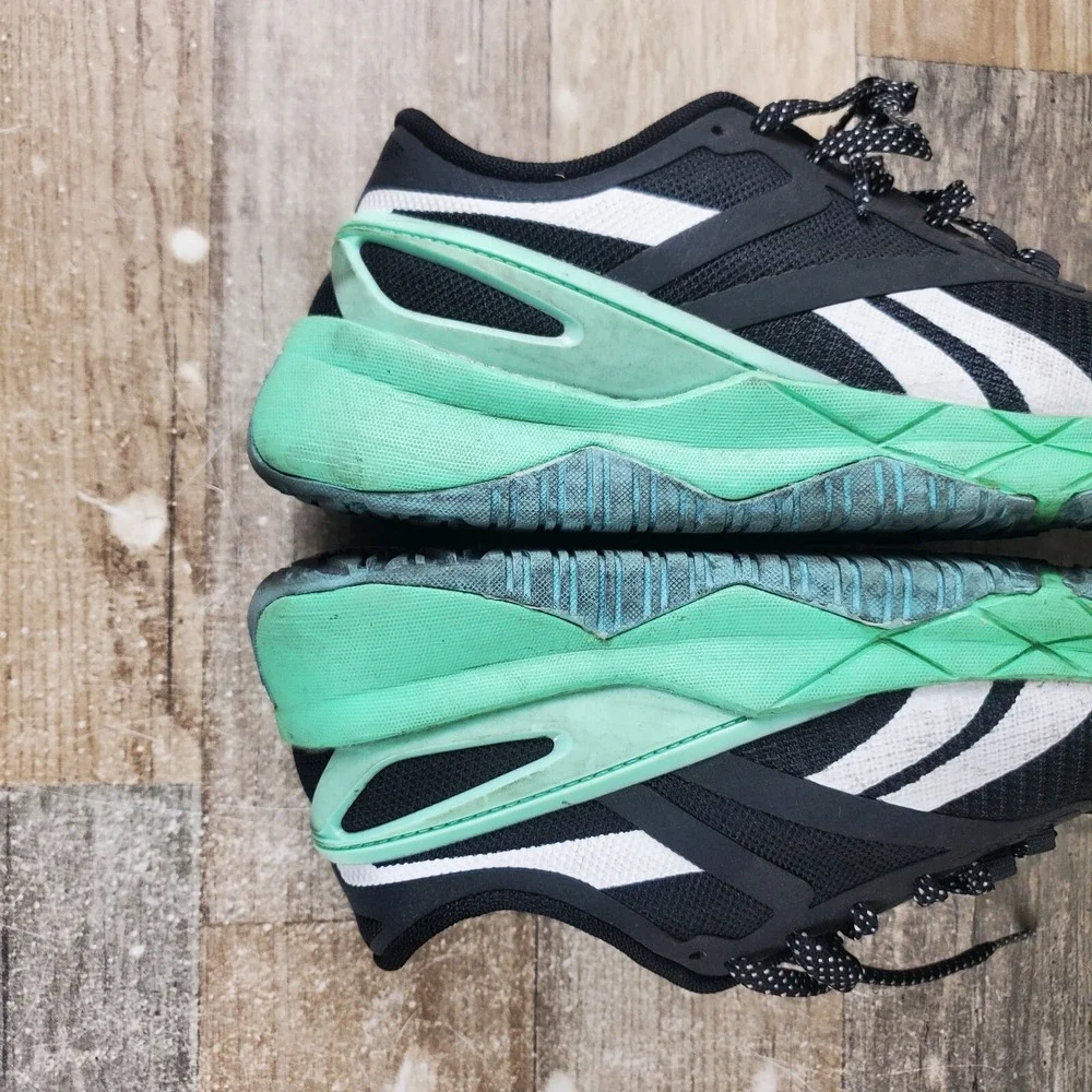 Reebok Nanoflex TR Work Womens Shoes Sz 5 W Black Seafoam Green Composite Toe